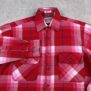 VINTAGE‎ Saugatuck Drygoods Shirt Mens Small Red Plaid Acrylic Flannel 90s